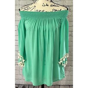 Pixi + Ivy Women’s Teal Off Shoulder Blouse (Size M)